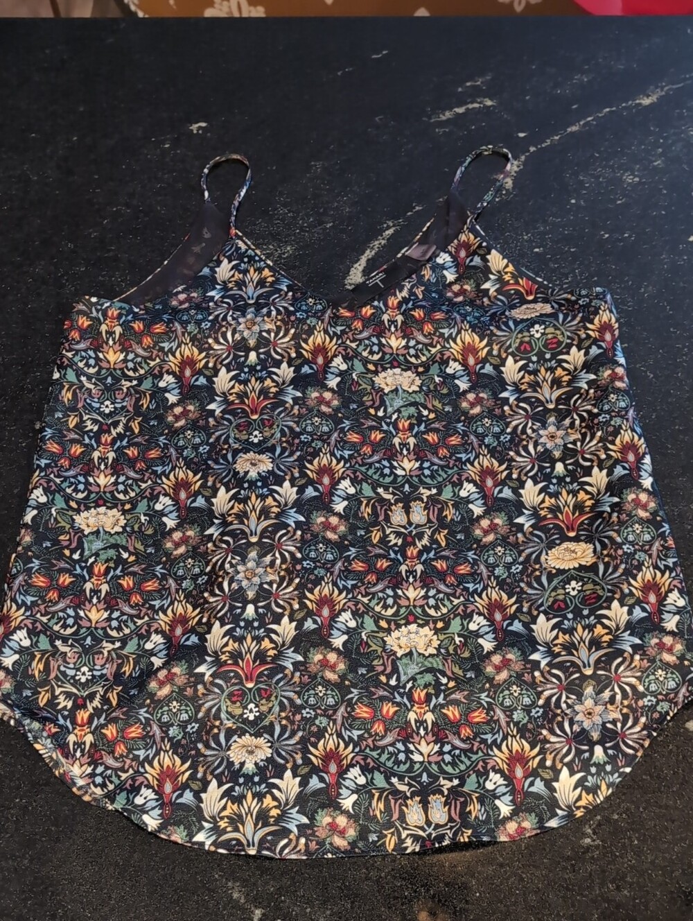 Tahari Black Multicolor Floral Print Camisole